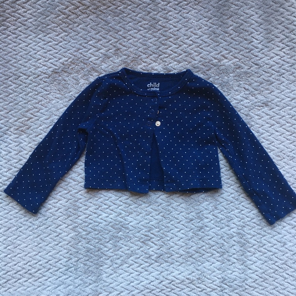 Carters 12M Baby Navy Blue Cardigan with white dot